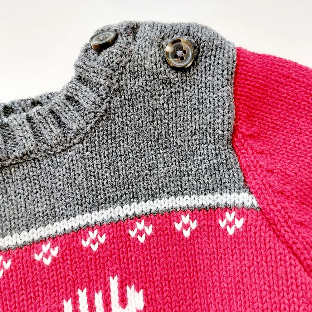 Reindeer & Snowflake Christmas Sweater 6-12 months‎ holiday red Gymboree